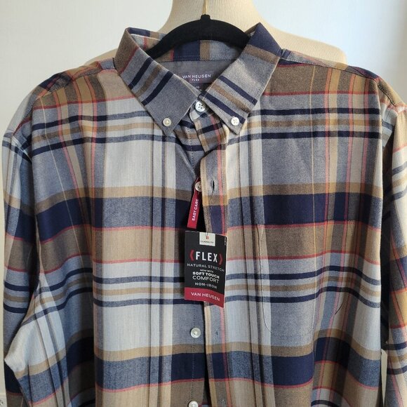 Van Heusen Flex Long Sleeve Men’s Button-Down Shirt (Size: Large) - Picture 1 of 15